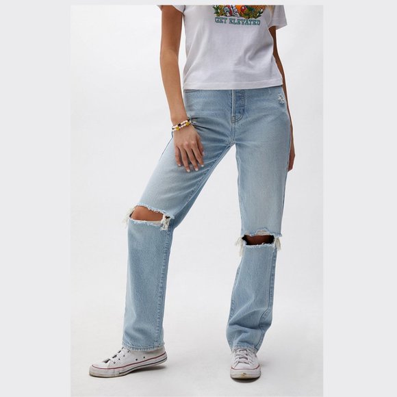 PacSun Eco Light Blue Distressed Dad Jeans - Picture 2 of 16